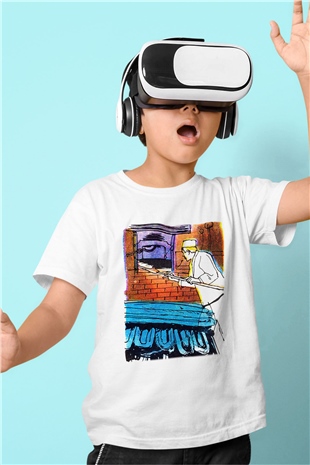 Fırıncı Baskılı Beyaz Unisex Çocuk Tişört