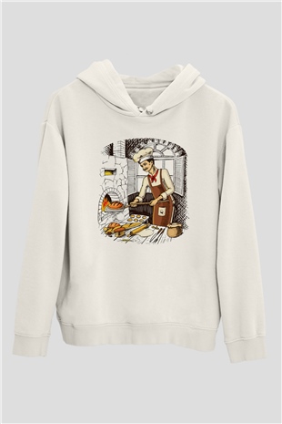 Fırıncı Beyaz Unisex Hoodie