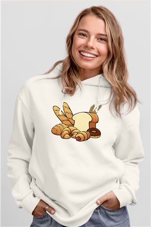 Fırıncı Beyaz Unisex Hoodie