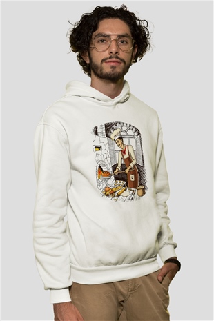 Fırıncı Beyaz Unisex Hoodie