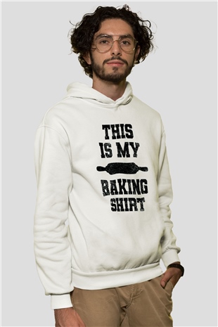 Fırıncı Beyaz Unisex Kapüşonlu Sweatshirt