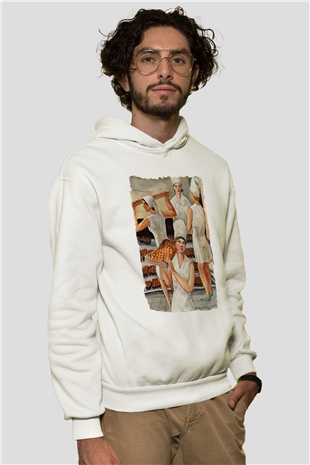 Fırıncı Beyaz Unisex Kapüşonlu Sweatshirt