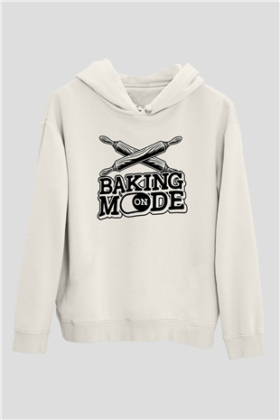 Fırıncı Beyaz Unisex Kapüşonlu Sweatshirt
