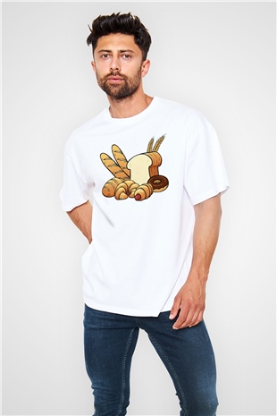 Fırıncı Beyaz Unisex Oversize Tişört T-Shirt