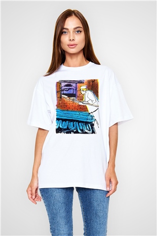 Fırıncı Beyaz Unisex Oversize Tişört T-Shirt