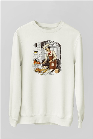 Fırıncı Beyaz Unisex Sweatshirt