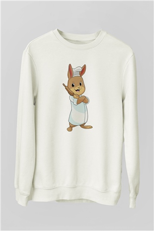 Fırıncı Beyaz Unisex Sweatshirt