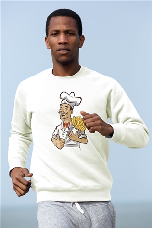 Fırıncı Beyaz Unisex Sweatshirt