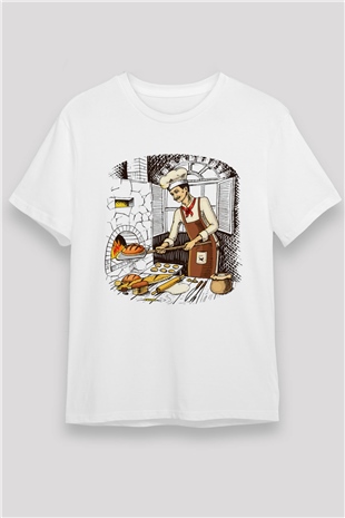 Fırıncı Beyaz Unisex Tişört T-Shirt - TişörtFabrikası