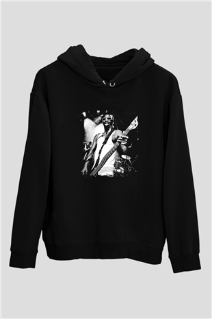 Fishbone Baskılı Unisex Siyah Hoodie