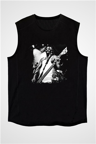 Fishbone Baskılı Unisex Siyah Kolsuz Tişört