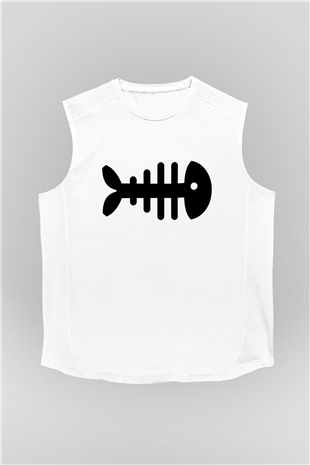 Fishbone Beyaz Unisex Kolsuz Tişört