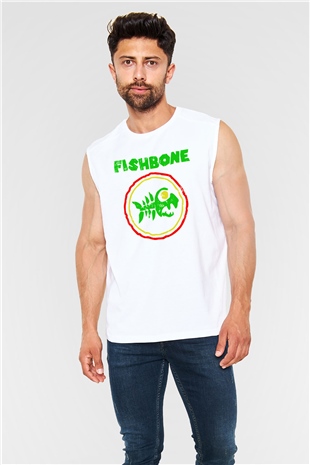 Fishbone Beyaz Unisex Kolsuz Tişört