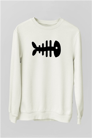 Fishbone Beyaz Unisex Sweatshirt