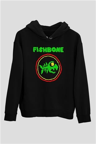 Fishbone Siyah Unisex Hoodie