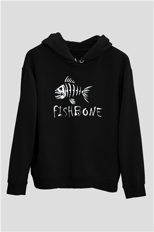 Fishbone Siyah Unisex Kapüşonlu Sweatshirt