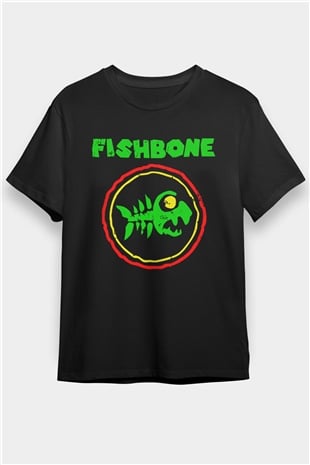 Fishbone Siyah Unisex Tişört T-Shirt - TişörtFabrikası