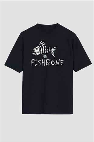 Fishbone Siyah Oversize Tişört Oversize T-shirt - TişörtFabrikası