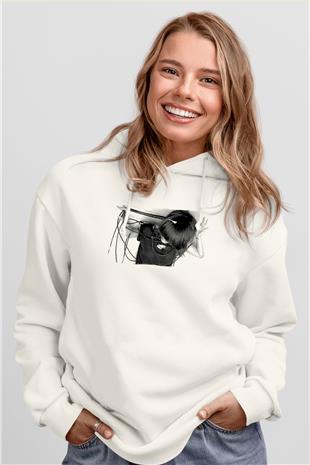 Fit For Rivals Baskılı Beyaz Unisex Kapüşonlu Sweatshirt