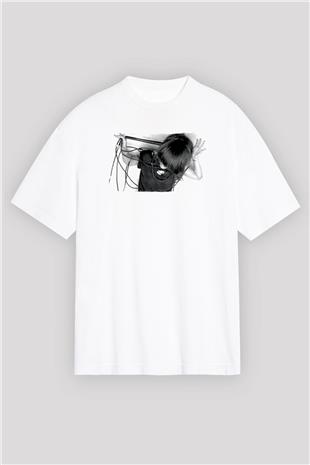 Fit For Rivals Baskılı Beyaz Unisex Oversize Tişört - Tshirt