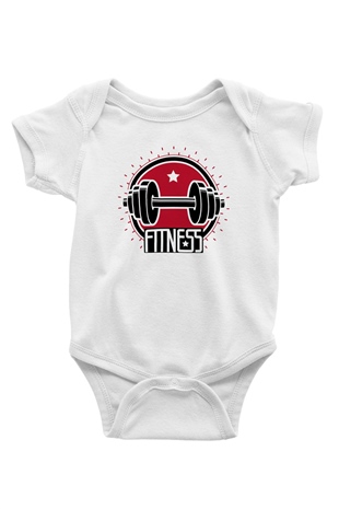 Fitness Baskılı Beyaz Unisex Bebek Body - Zıbın
