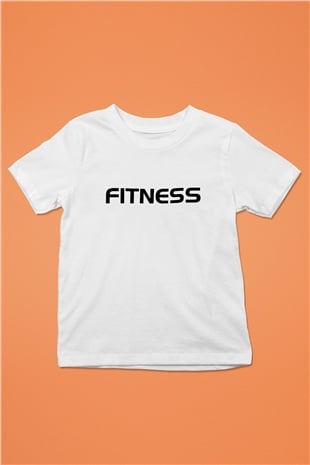 Fitness Baskılı Beyaz Unisex Çocuk Tişört