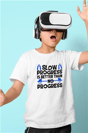 Fitness Baskılı Unisex Beyaz Çocuk Tişört - Tshirt