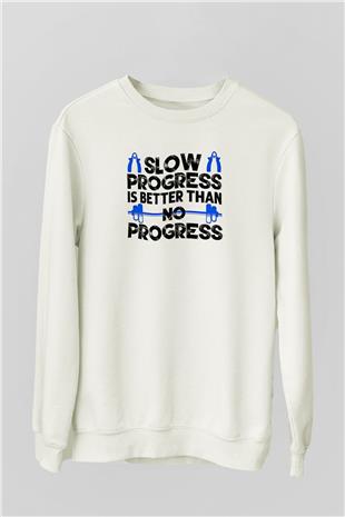 Fitness Baskılı Unisex Ekru Sweatshirt