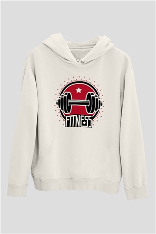 Fitness Beyaz Unisex Hoodie