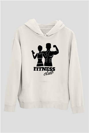 Fitness Beyaz Unisex Kapüşonlu Sweatshirt