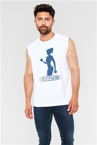 Fitness Beyaz Unisex Kolsuz Tişört