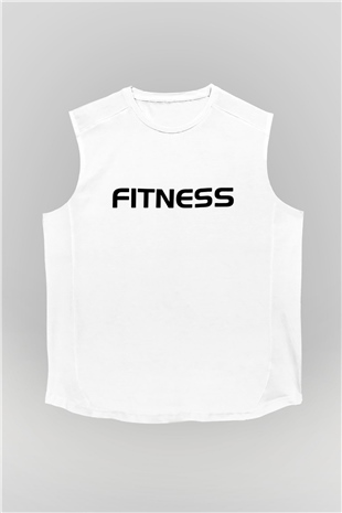 Fitness Beyaz Unisex Kolsuz Tişört