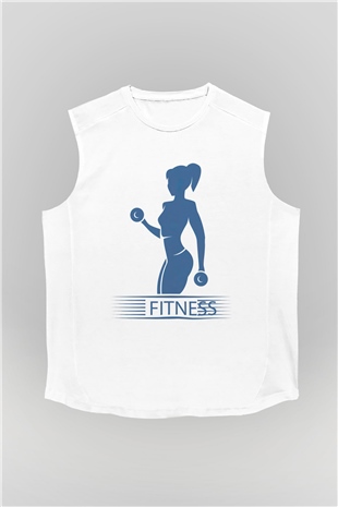 Fitness Beyaz Unisex Kolsuz Tişört