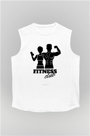 Fitness Beyaz Unisex Kolsuz Tişört