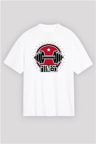 Fitness Beyaz Unisex Oversize Tişört T-Shirt