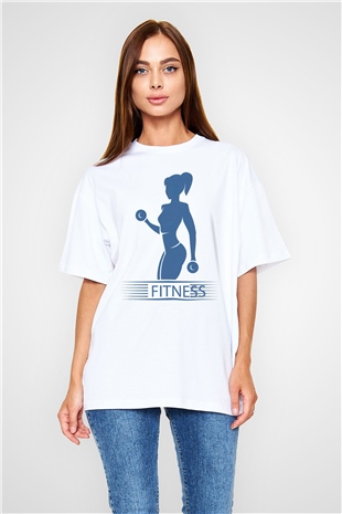 Fitness Beyaz Oversize Tişört Oversize T-shirt - TişörtFabrikası