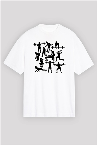 Fitness Beyaz Oversize Tişört Oversize T-shirt - TişörtFabrikası
