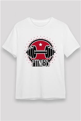 Fitness Beyaz Unisex Tişört T-Shirt - TişörtFabrikası