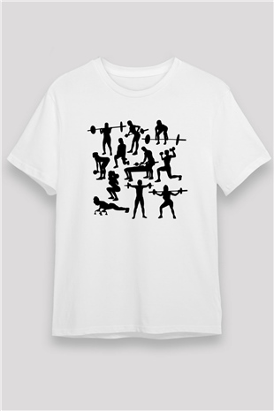 Fitness Beyaz Unisex Tişört T-Shirt - TişörtFabrikası