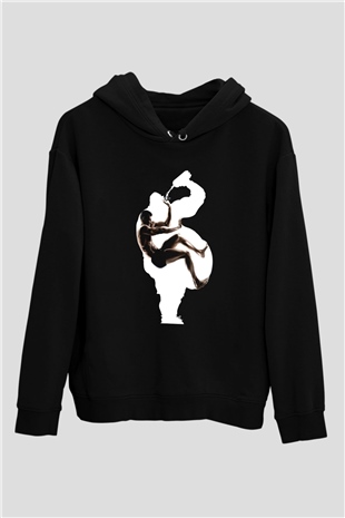 Fitness Siyah Unisex Kapüşonlu Sweatshirt