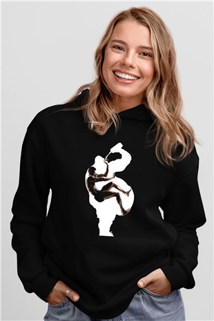 Fitness Siyah Unisex Kapüşonlu Sweatshirt