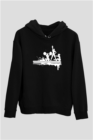 Fitness Siyah Unisex Kapüşonlu Sweatshirt