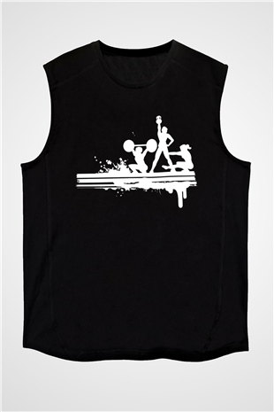 Fitness Siyah Unisex Kolsuz Tişört