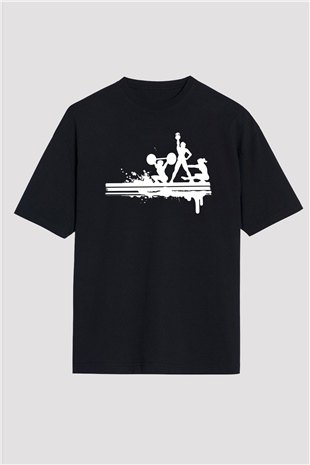 Fitness Siyah Oversize Tişört Oversize T-shirt - TişörtFabrikası
