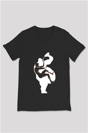 Fitness Siyah Unisex V Yaka Tişört
