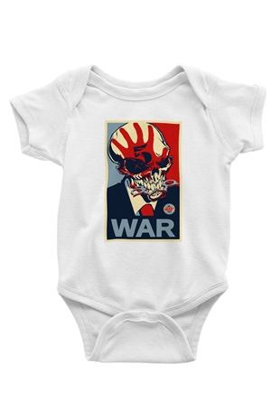 Five Finger Death Punch Baskılı Beyaz Unisex Bebek Body - Zıbın