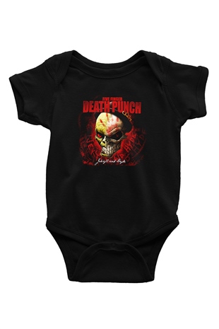 Five Finger Death Punch Baskılı Siyah Bebek Body - Zıbın