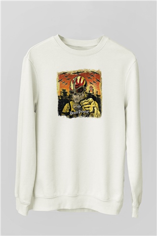 Five Finger Death Punch Baskılı Unisex Beyaz Sweatshirt