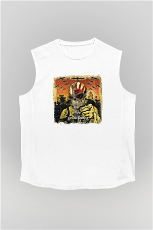 Five Finger Death Punch Baskılı Unisex Beyaz Kolsuz Tişört