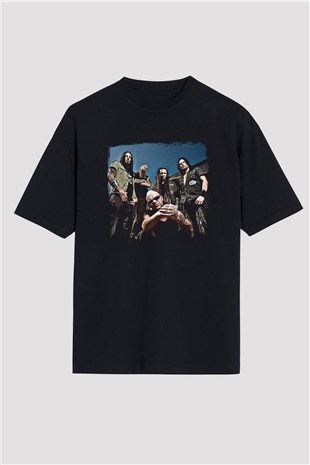 Five Finger Death Punch Baskılı Unisex Siyah Oversize Tişört
